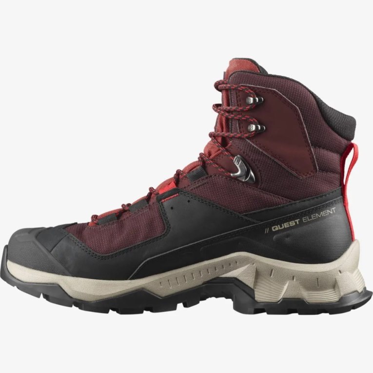 Botas Caminhada Salomon Quest Element GTX Masculino Bordeaux Pretas | PT F83765